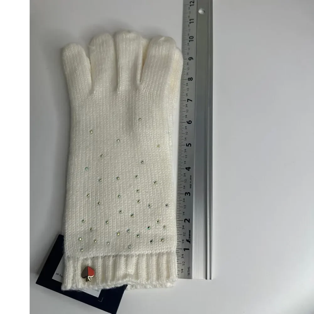 Kate Spade Disco Ball Embellished Gloves Cream one size
